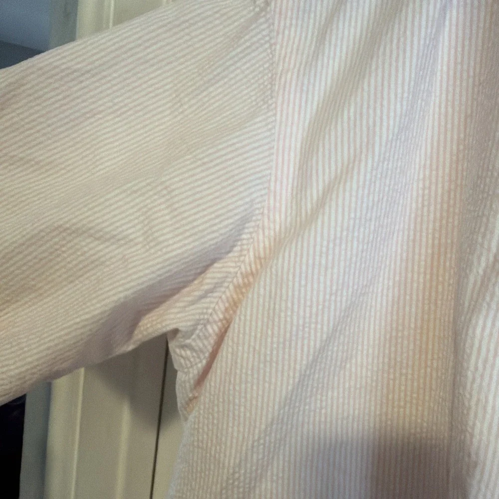 Ralph Lauren Mens XL Shirt Seersucker Striped Short Sleeve Button Down Pink